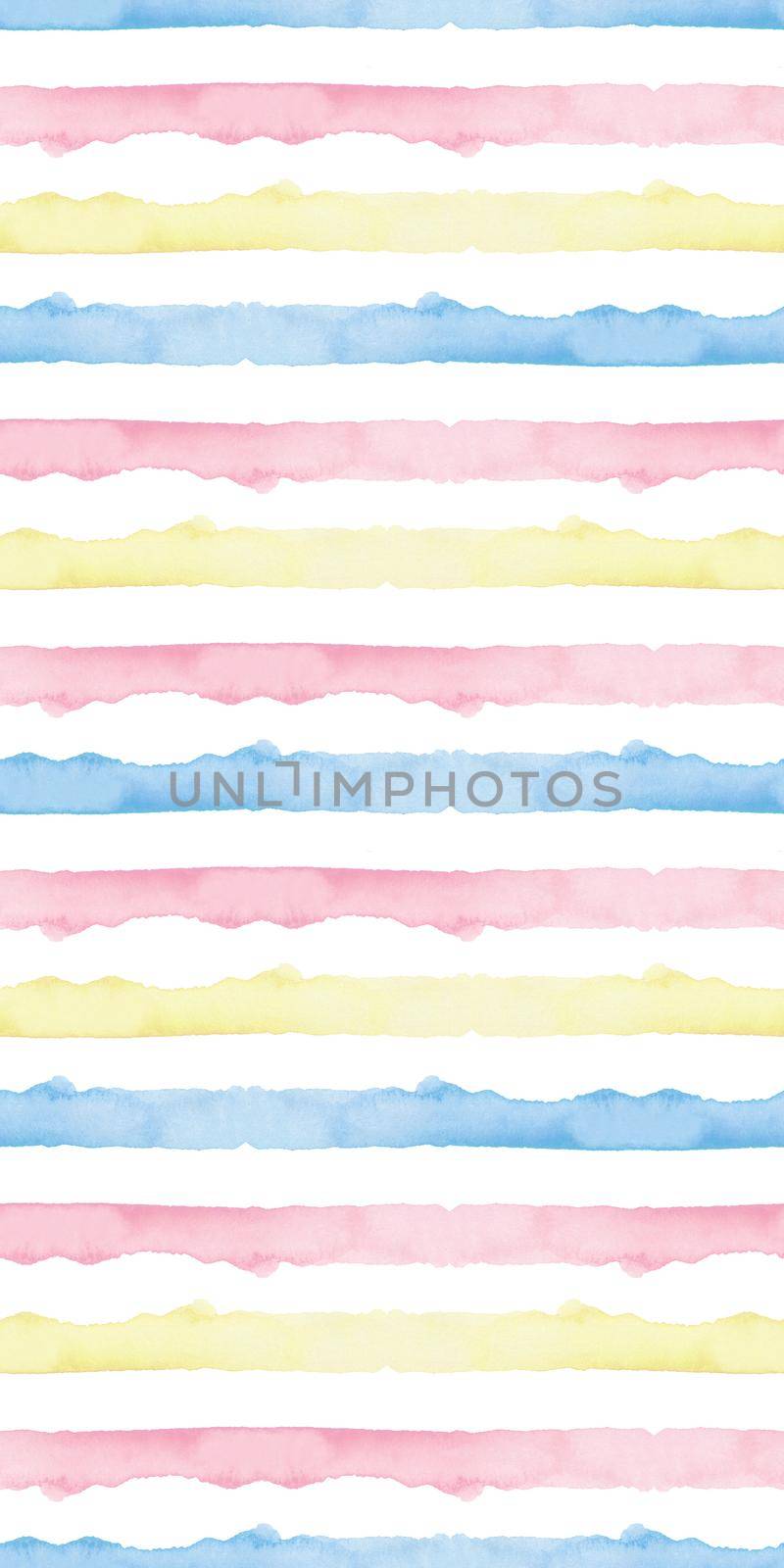 Watercolor Abstract Yellow Pink Blue Stripes Background. Cool Seamless Pattern for Fabric Textile and Paper. Simple Hand Painted Stripe by DesignAB