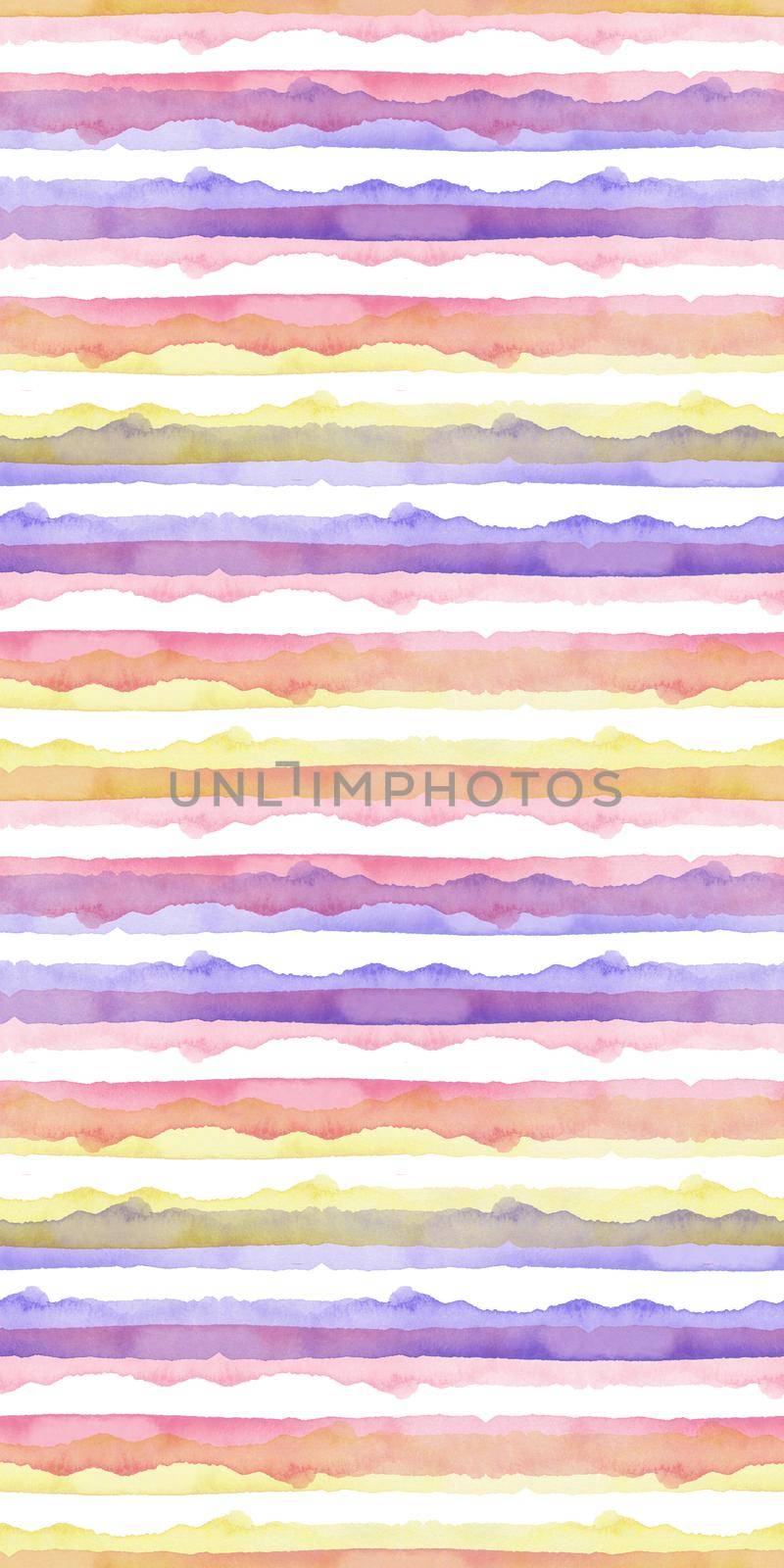 Watercolor Abstract Yellow Pink Blue Stripes Background. Cool Seamless Pattern for Fabric Textile and Paper. Simple Hand Painted Stripe by DesignAB