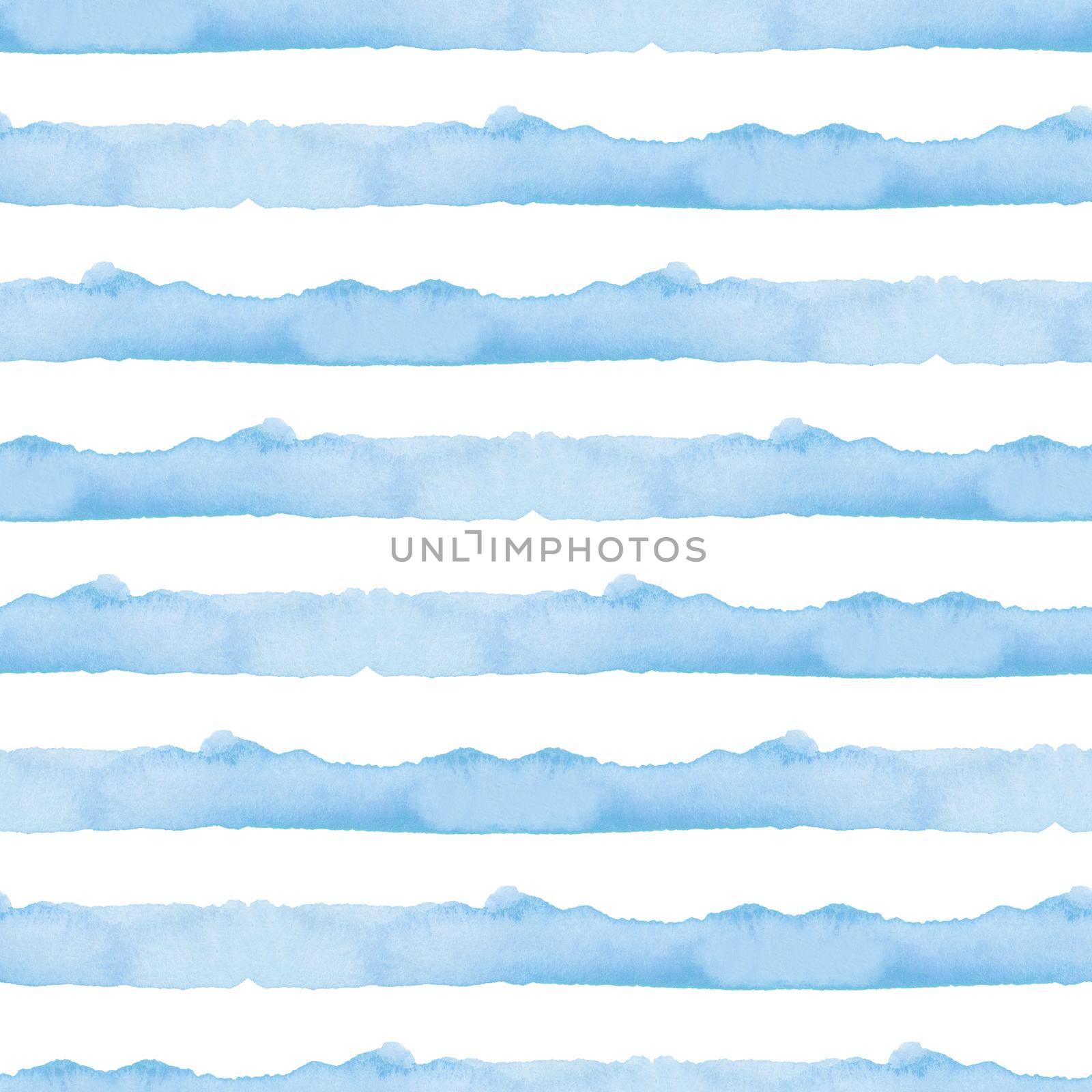 Abstract Blue Stripes Watercolor Background. Ocean Seamless Pattern for Fabric Textile and Paper. Simple Sea Hand Painted Stripe by DesignAB