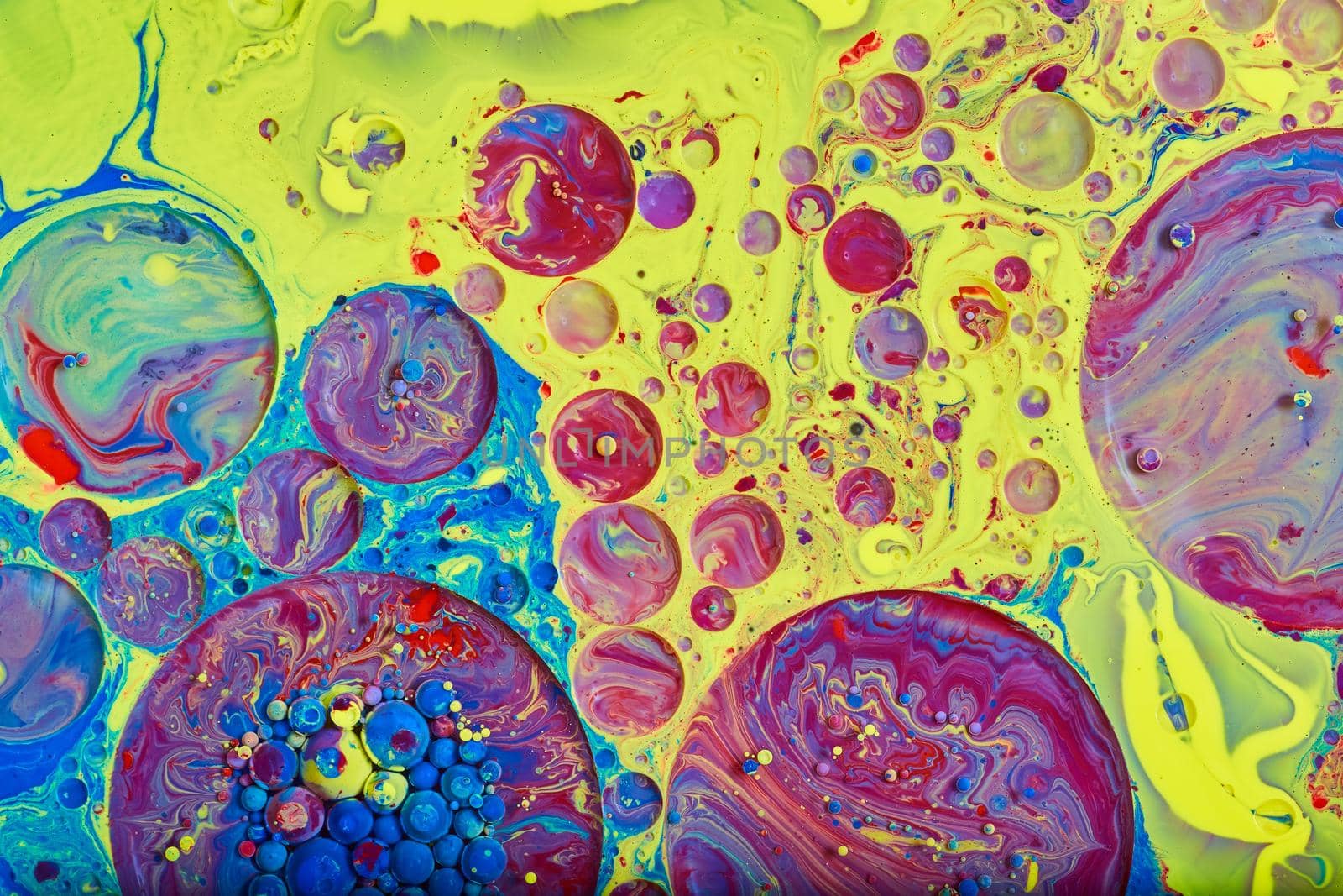 Image of Circles and spheres on rainbow unicorn surface of liquid