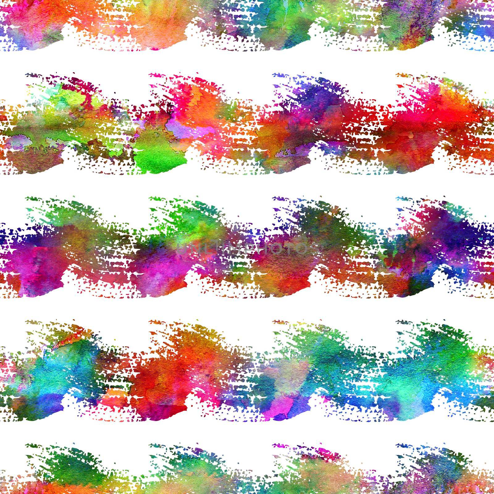 Watercolor Brush Stripes Seamless Pattern Grange Geometric Design in Rainbow Color. Modern Strokes Grung Collage Background for kids fabric and textile.