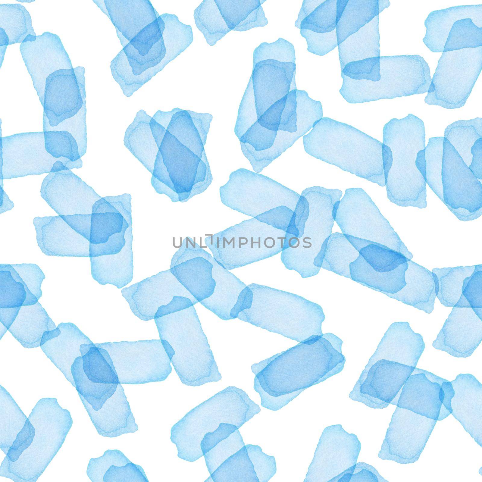 Hand Painted Brush Stroke Seamless Watercolor Pattern. Abstract watercolour shapes in Light Blue Color. Artistic Design for Fabric and Background by DesignAB