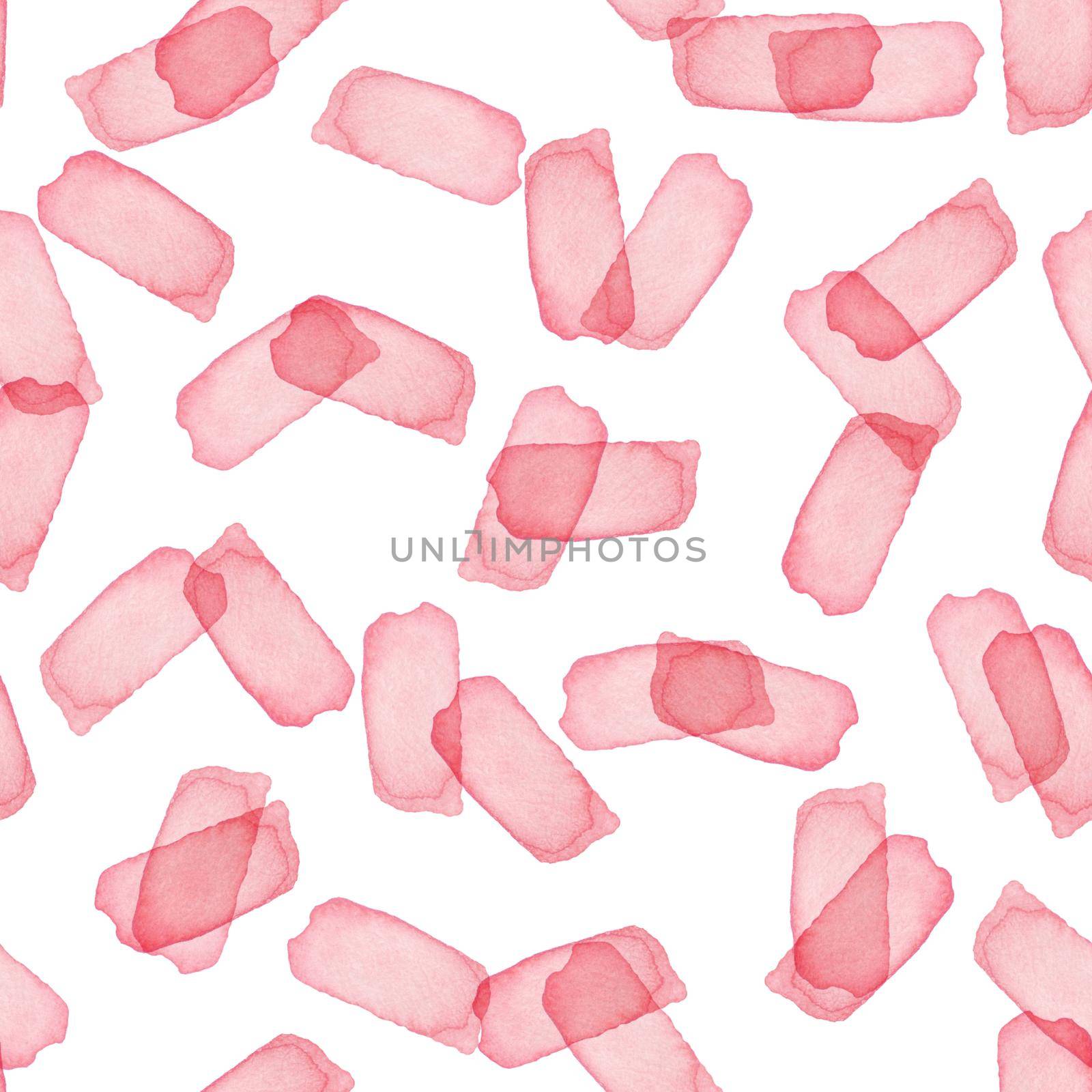 Hand Painted Brush Stroke Seamless Watercolor Pattern. Abstract watercolour shapes in Pink Girly Color. Artistic Design for Fabric and Background by DesignAB