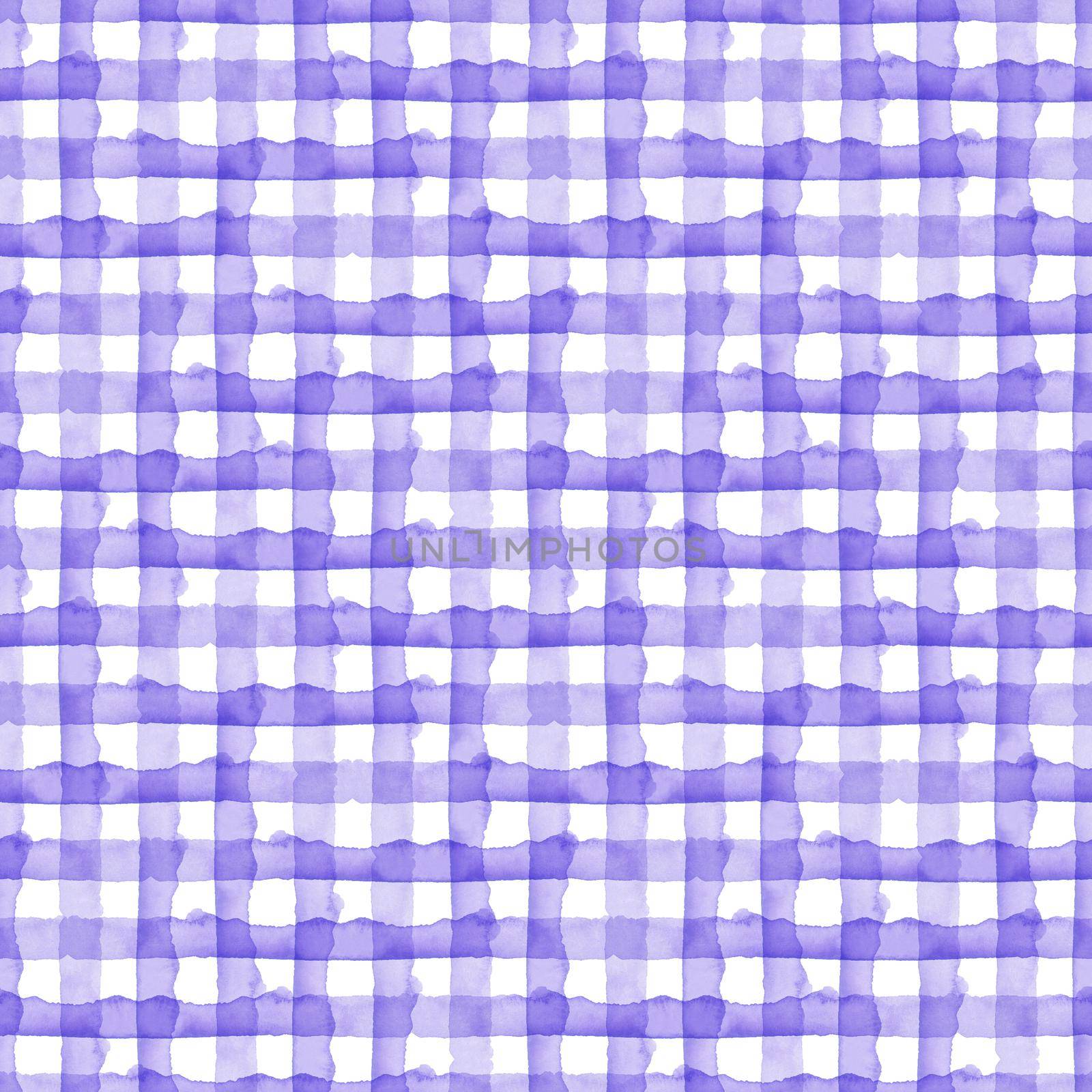 Abstract Blue Check Watercolor Background. Plaid Seamless Pattern for Fabric Textile and Paper. Simple Stripe Hand Painted by DesignAB