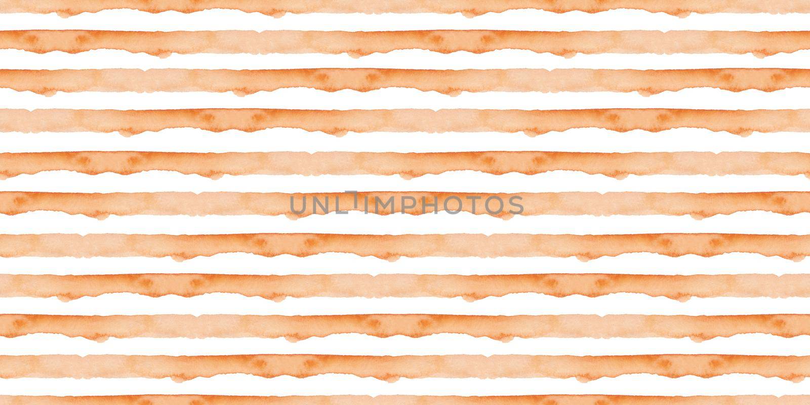 Orange Abstract Watercolor Geometric Background. Seamless Pattern with Stripes. Handmade Texture for Fabric Design and Wallpaper