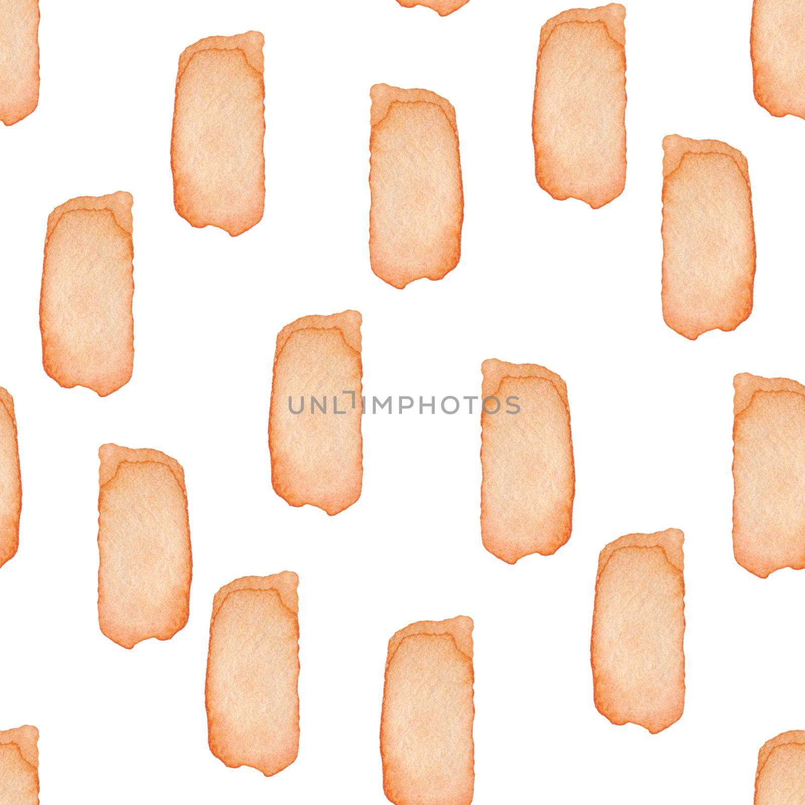 Hand Painted Brush Stroke Seamless Watercolor Pattern. Abstract watercolour shapes in Orange Color. Artistic Design for Fabric and Background.