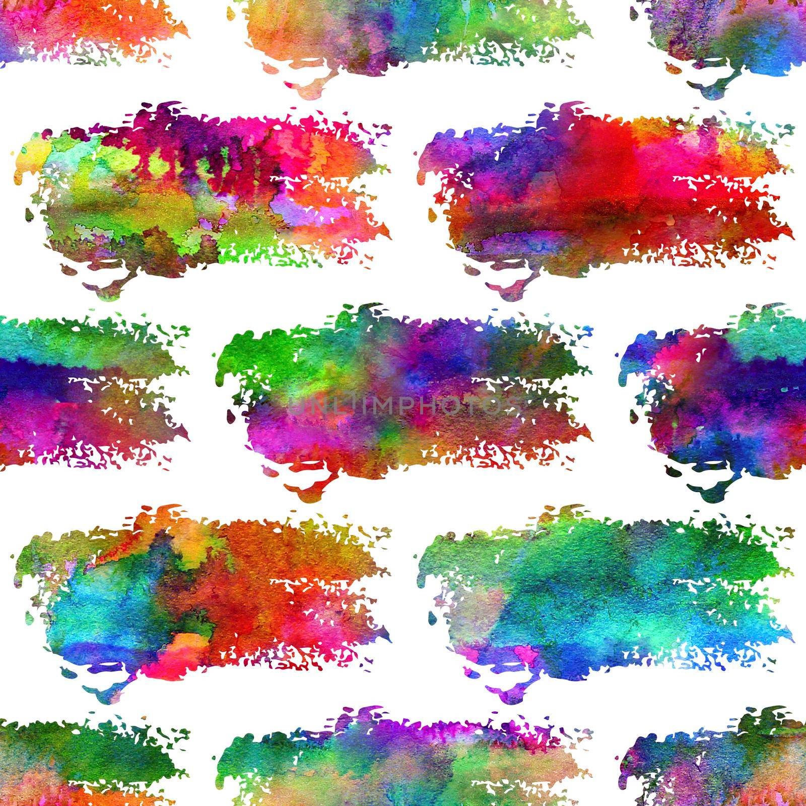 Watercolor Brush Stripes Seamless Pattern Grange Geometric Design in Rainbow Color. Modern Strokes Grung Collage Background for kids fabric and textile by DesignAB