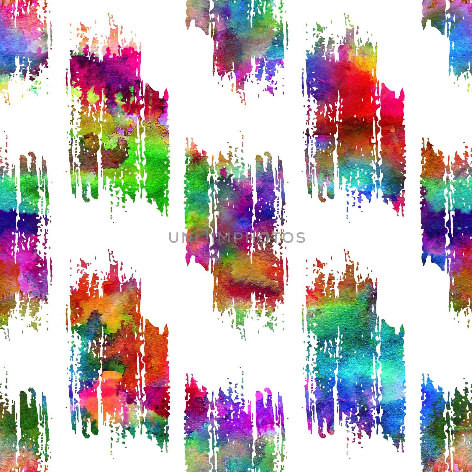 Watercolor Brush Stripes Seamless Pattern Grange Geometric Design in Rainbow Color. Modern Strokes Grung Collage Background for kids fabric and textile by DesignAB