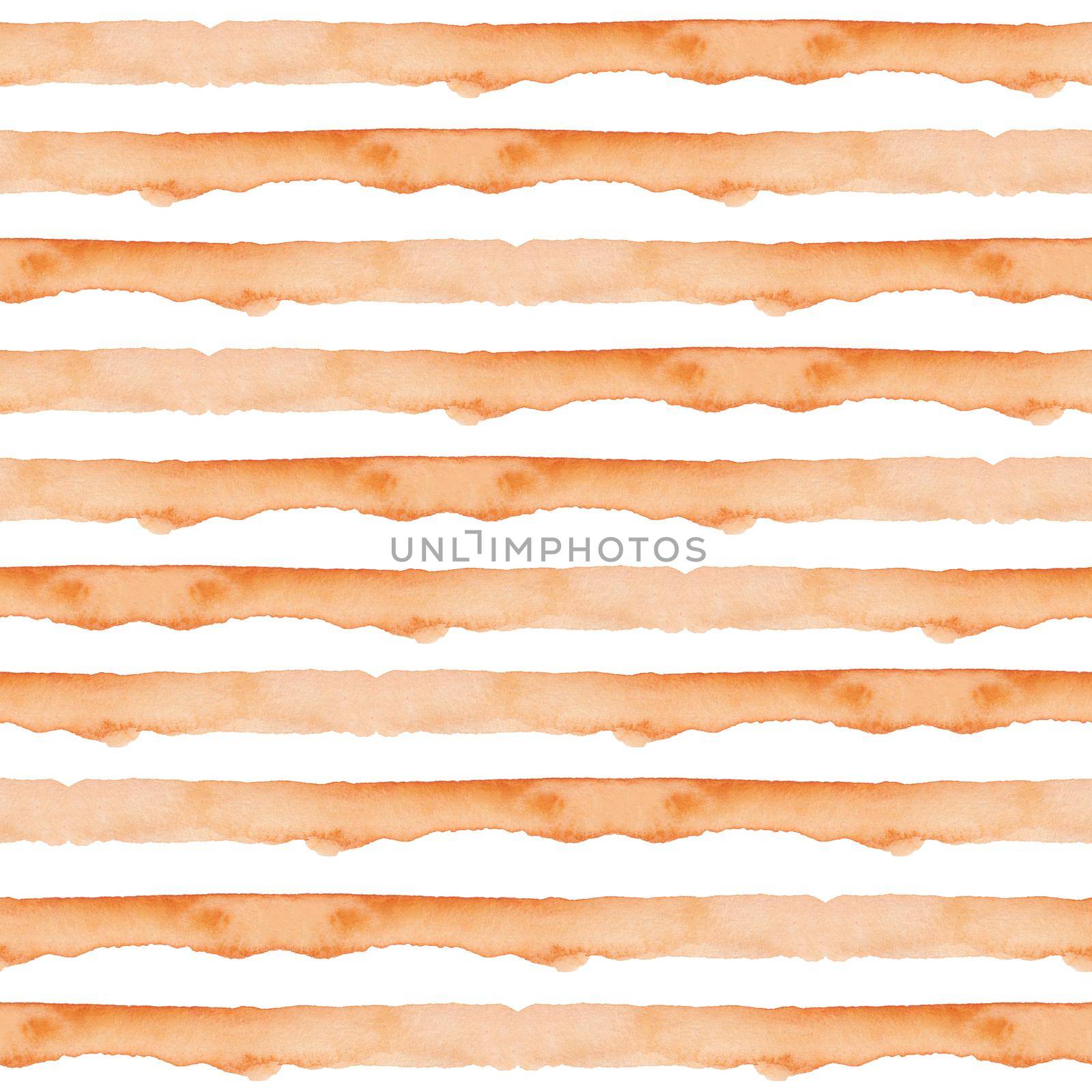 Orange Abstract Watercolor Geometric Background. Seamless Pattern with Stripes. Handmade Texture for Fabric Design and Wallpaper. by DesignAB