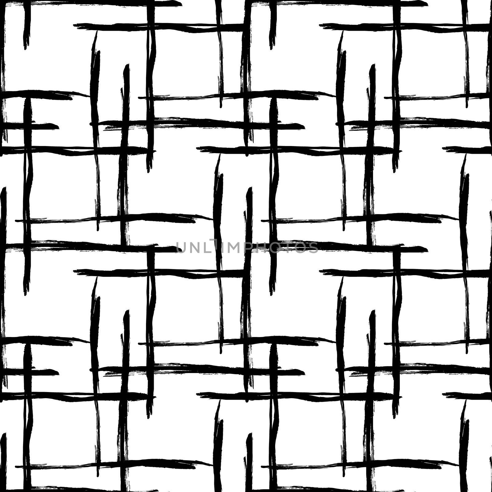 Plaid Brush Seamless Pattern Grange Minimalist Check Geometric Design in Black Color. Modern Grung Collage Background for kids fabric and textile by DesignAB