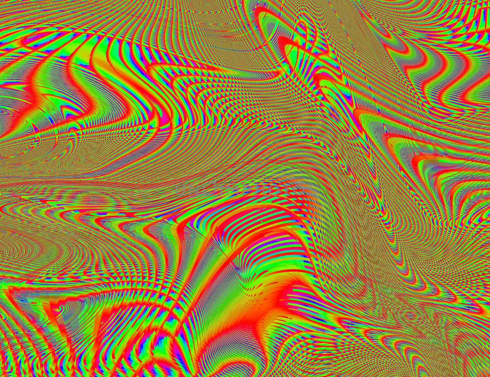 Hippie Trippy Psychedelic Rainbow Background LSD Colorful Wallpaper. Abstract Hypnotic Illusion. Hippie Retro Texture Glitch and Disco by DesignAB