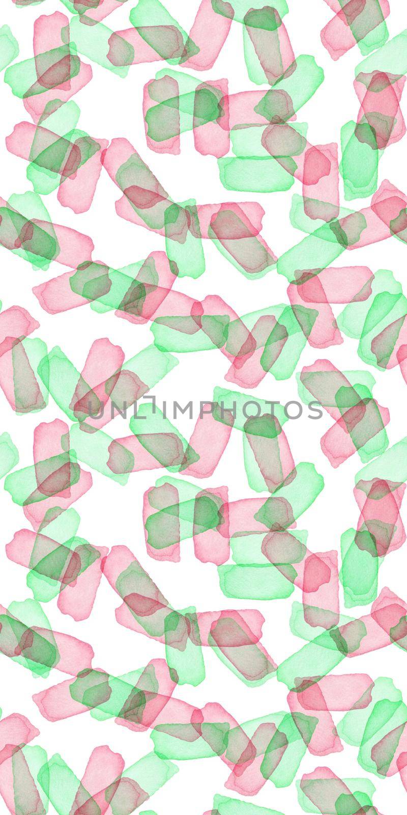 Hand Painted Brush Stroke Seamless Watercolor Pattern. Abstract watercolour shapes in Blue Purple and Green Color. Artistic Design for Fabric and Background by DesignAB