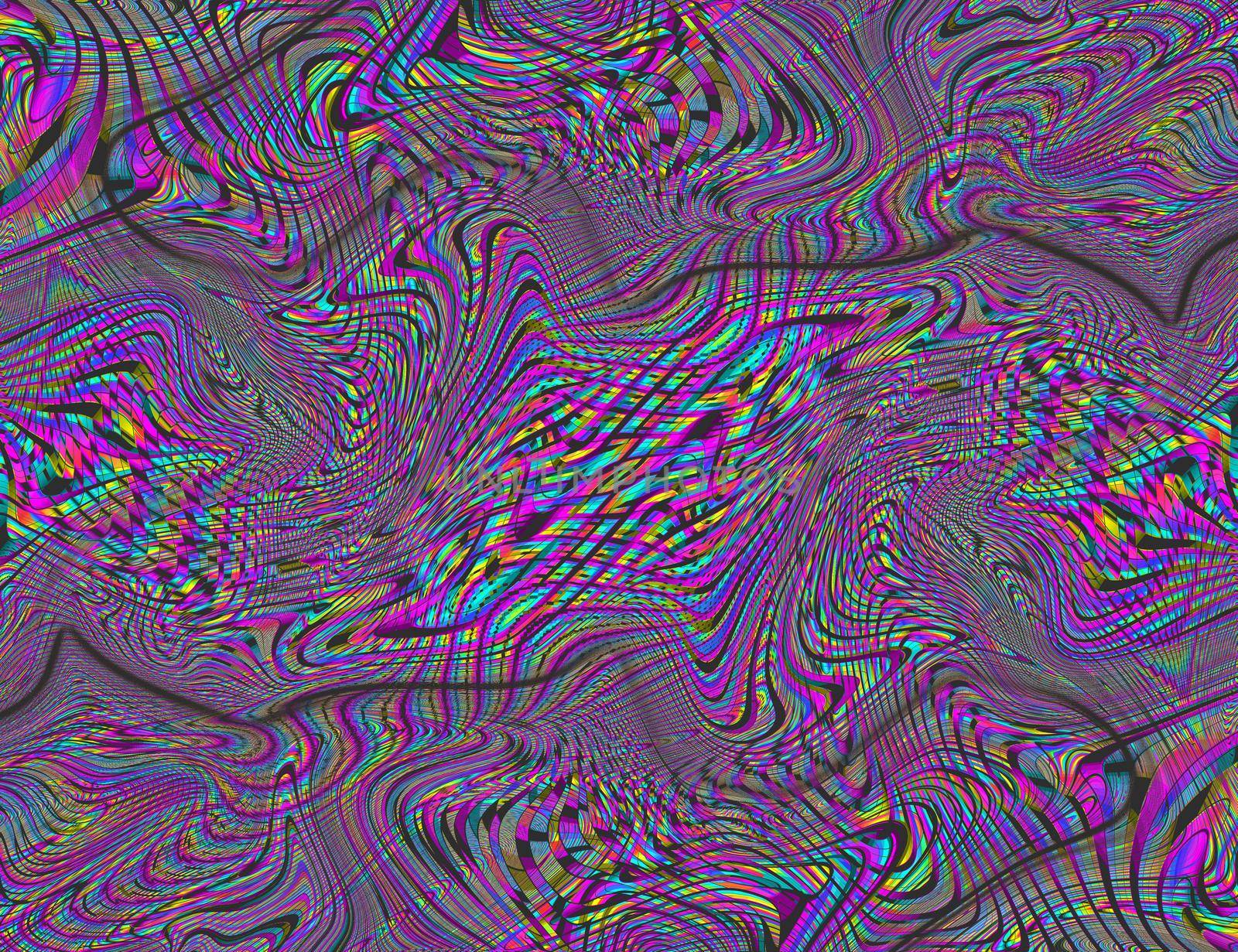 Trippy Psychedelic Rainbow Background Glitch LSD Colorful Wallpaper. 60s Abstract Hypnotic Illusion. Hippie Retro Texture. hallucinations.