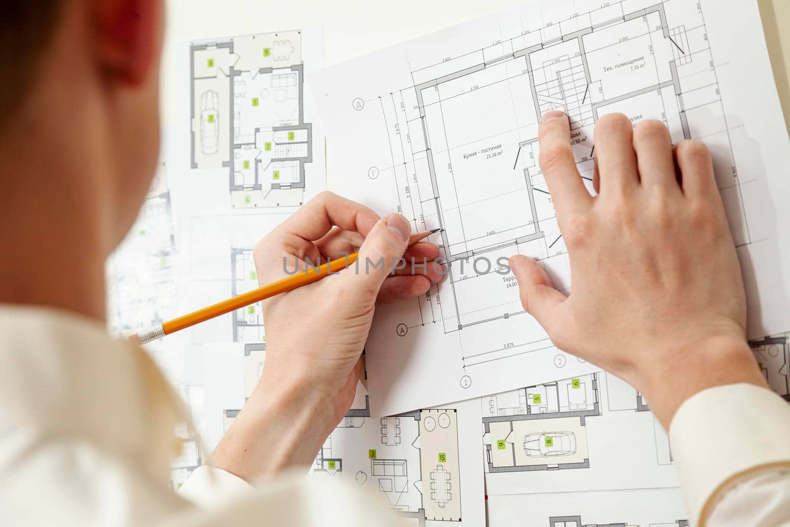 architect working house project. Beautiful photo