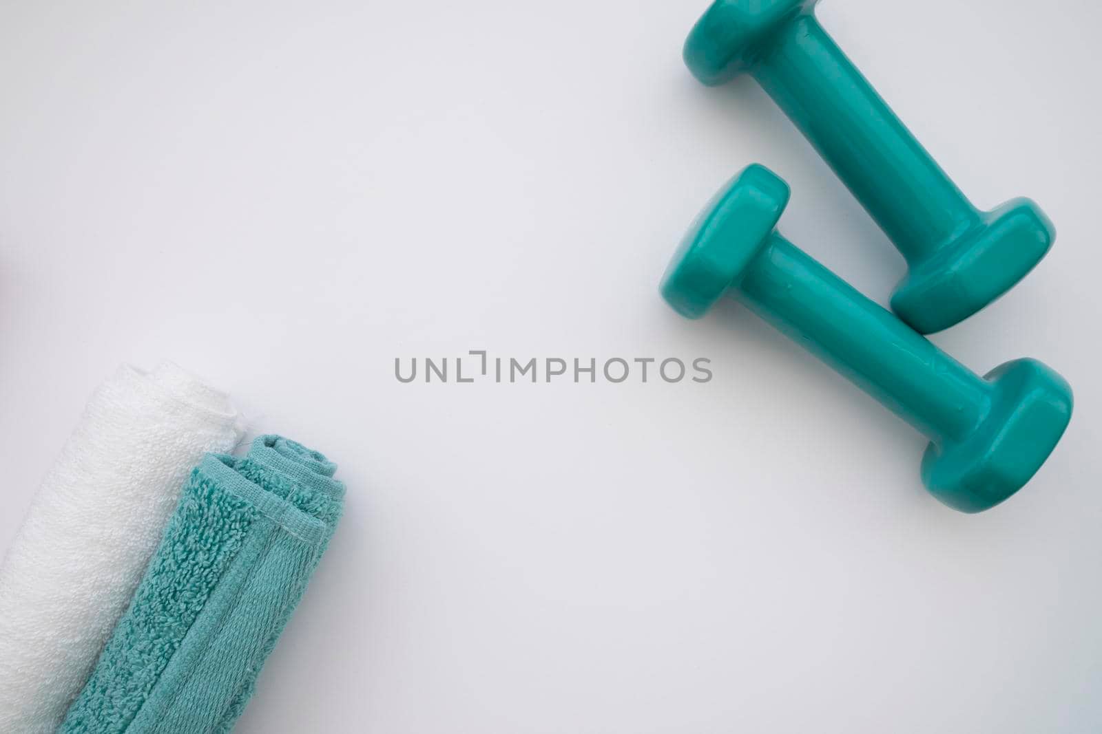 dumbbells towel. High resolution photo
