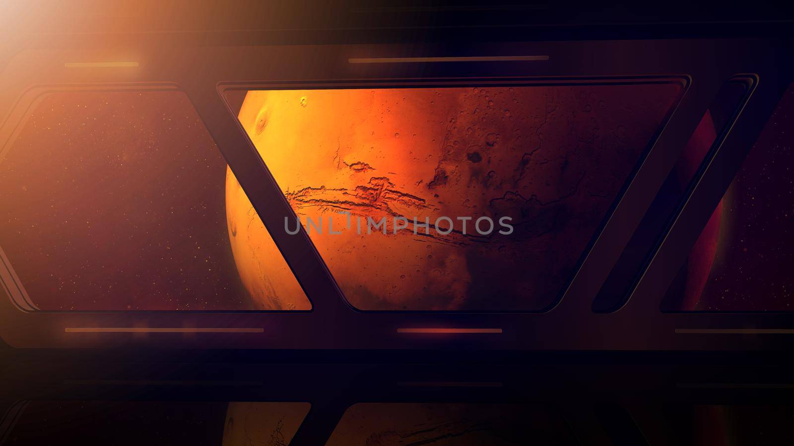 Planet Mars from the window of a space station. by ConceptCafe