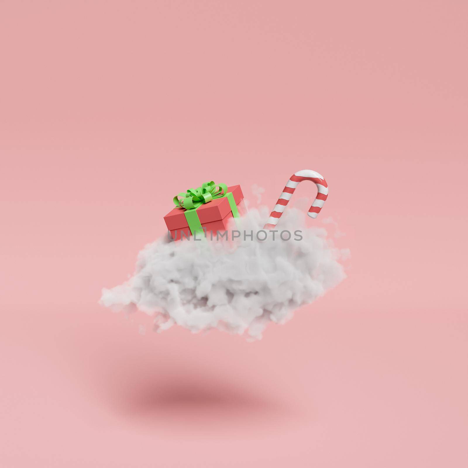 gift with a christmas candy on a cloud by asolano