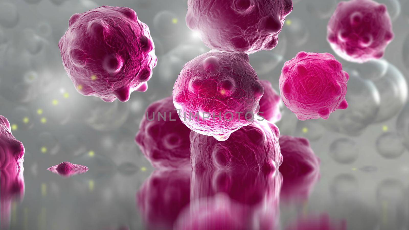 3d illustration - Damaged And Disintegrating Cancer Cell in frozen condition by vitanovski