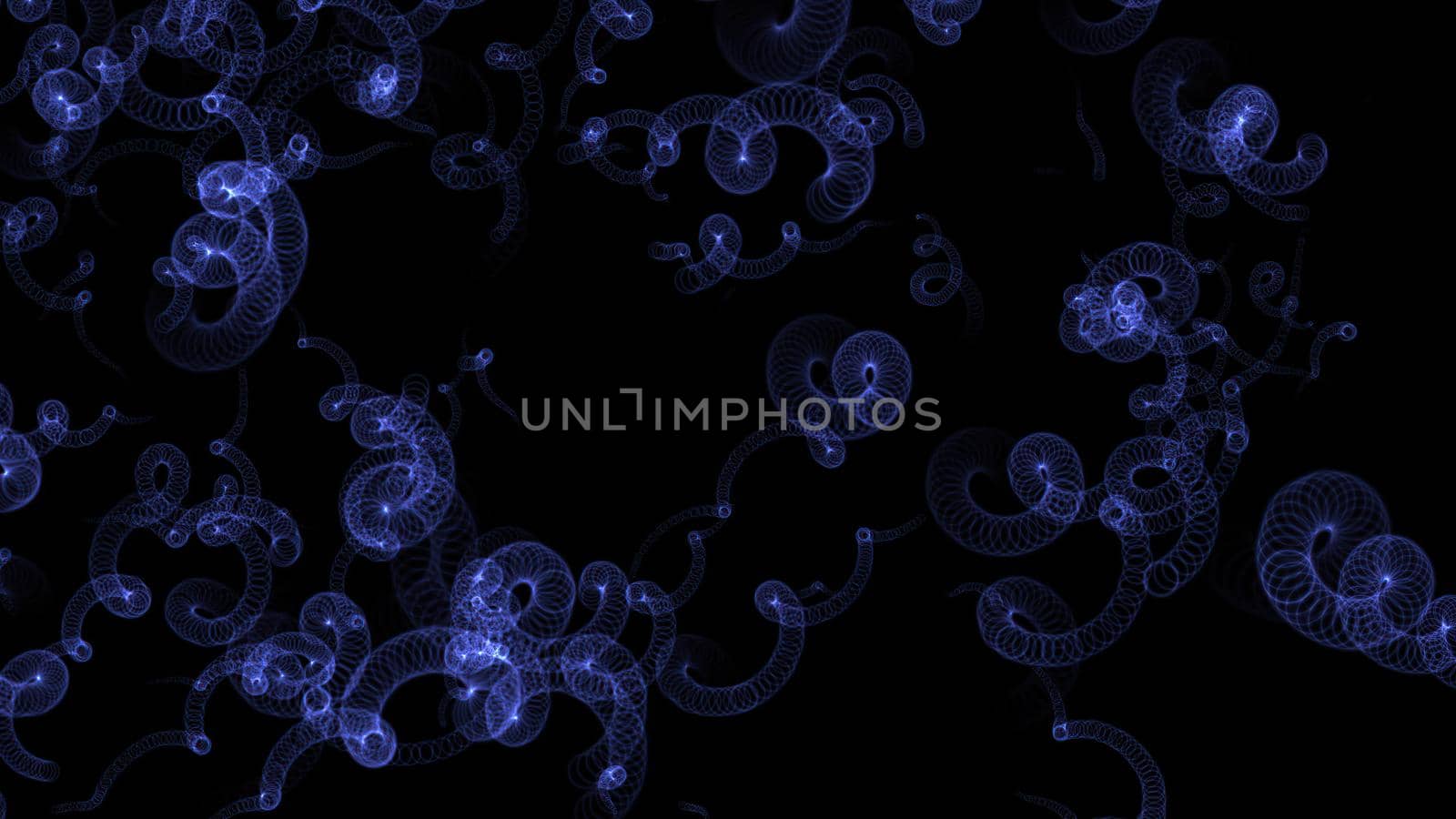 3d illustration of energy field. Blue and purple plexus structure  and  lights in the background.