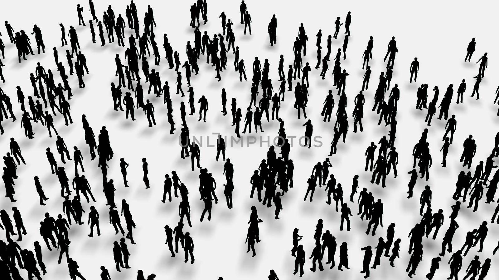 3d illustration - Crowd Of People on white background 