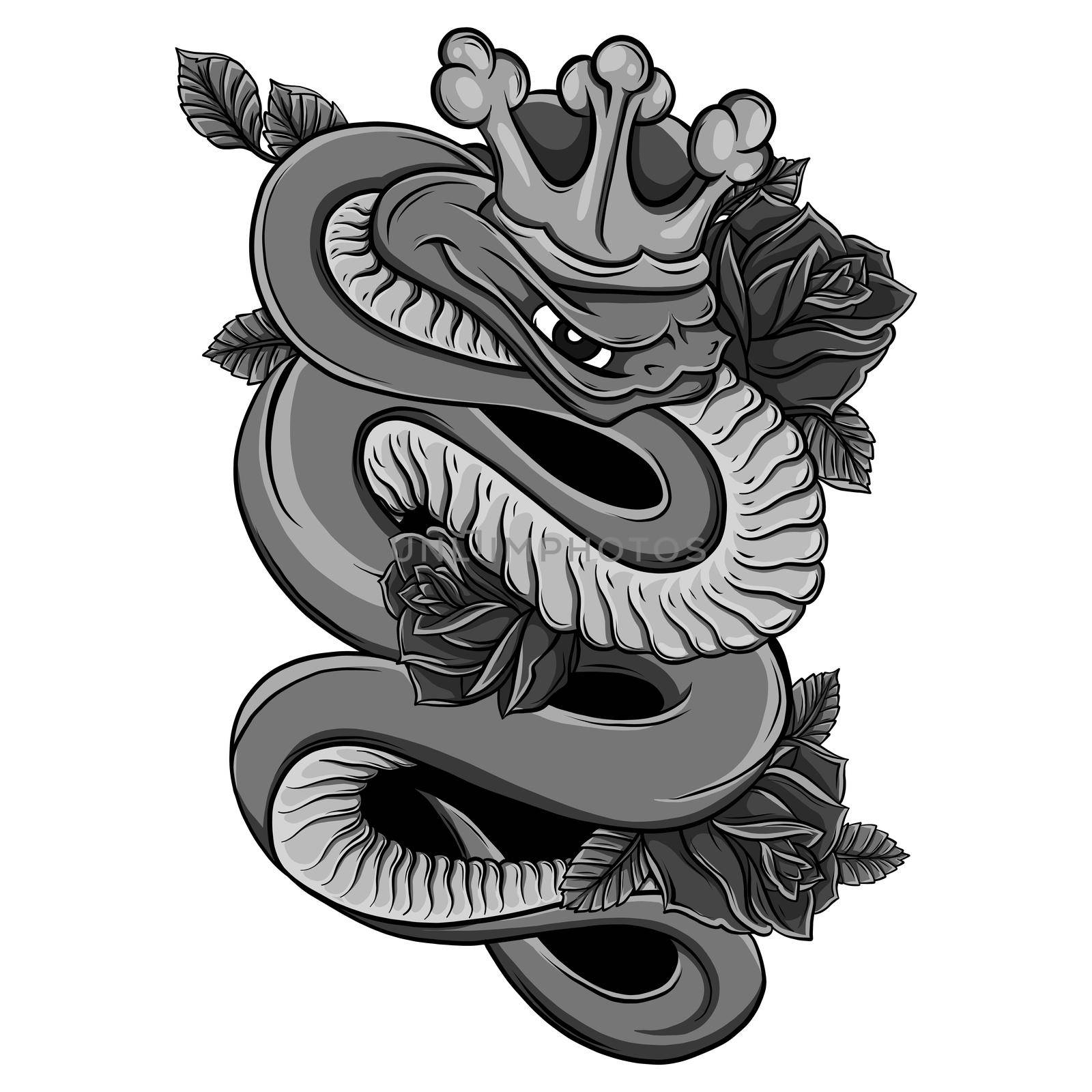 Viper snake illustration. Ink technique, good for poster, sticker, tee shirt design. by dean