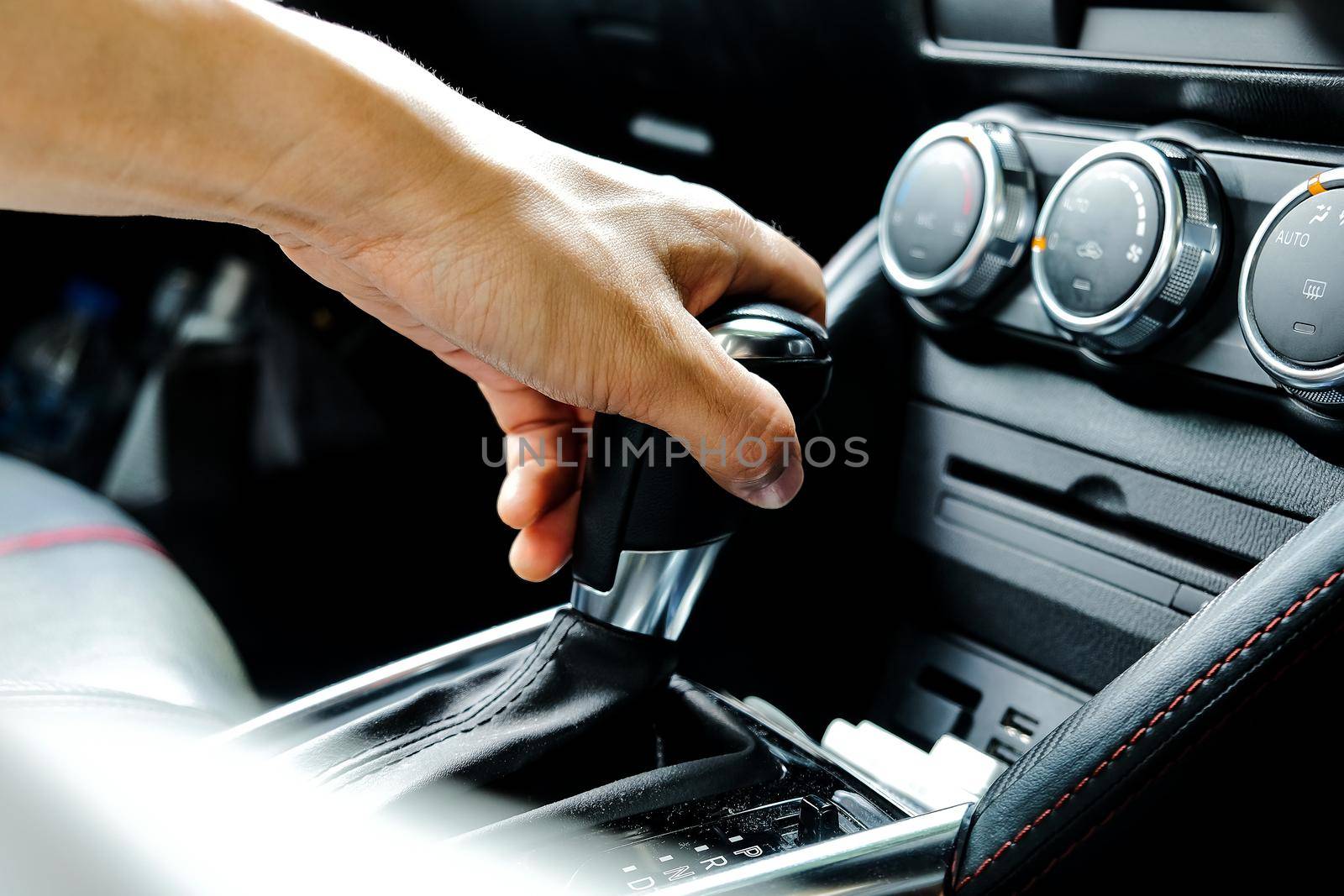 Hand on automatic gear shift