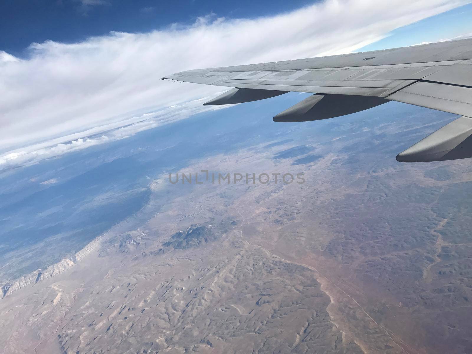 View from airplane wing of western United States ripple texture