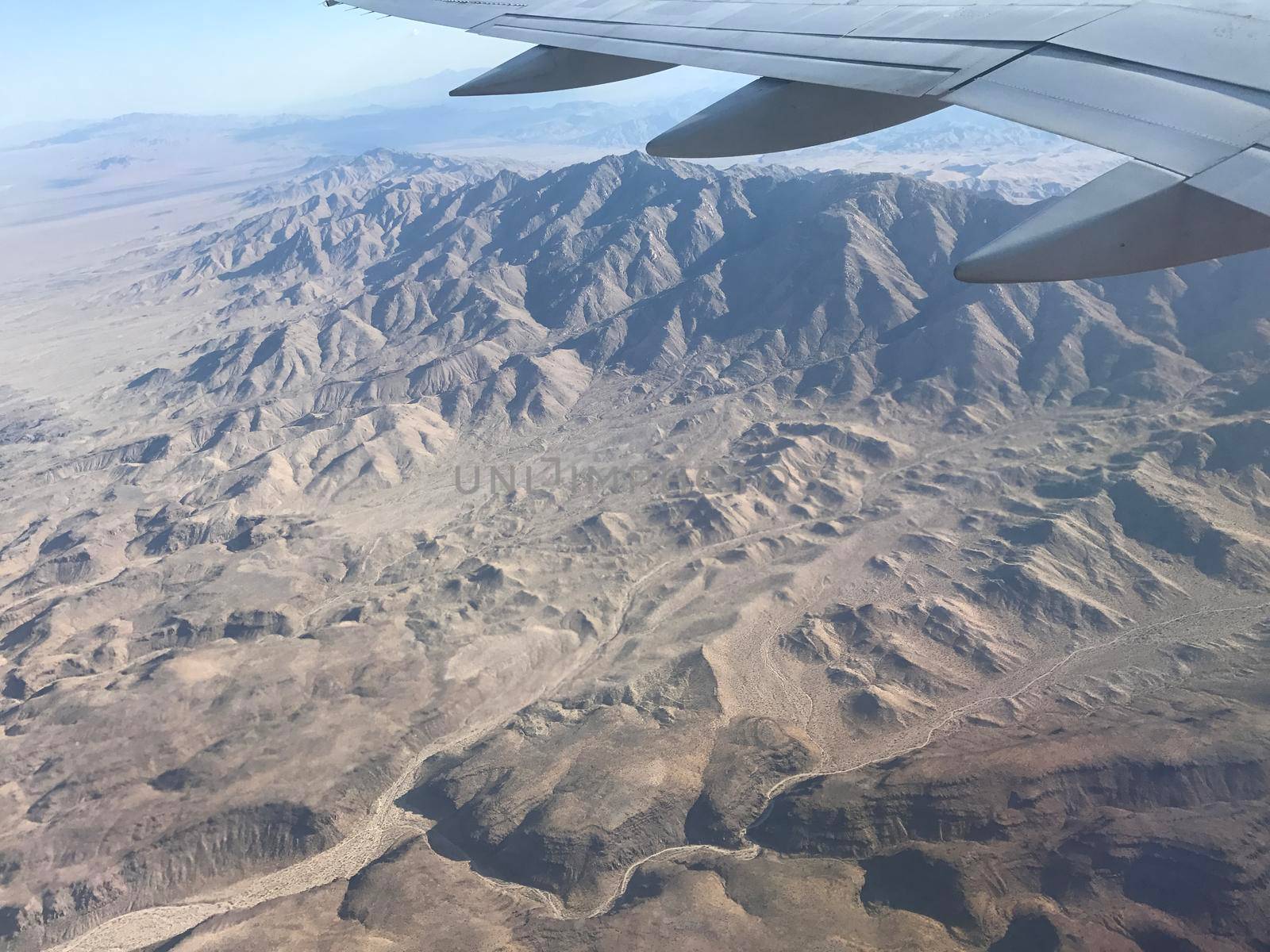 View from airplane wing of western United States ripple texture