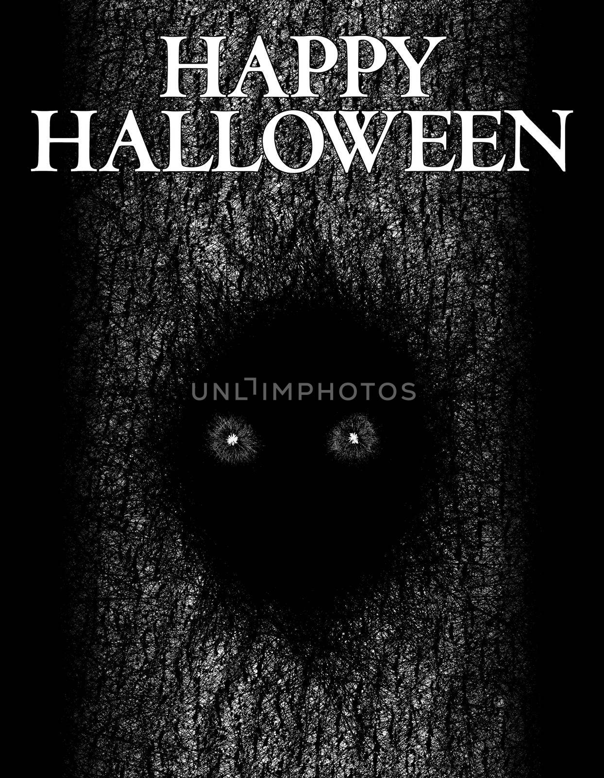 Halloween card or poster, postcard, holiday card, digital painting, concept for suspense and horror.