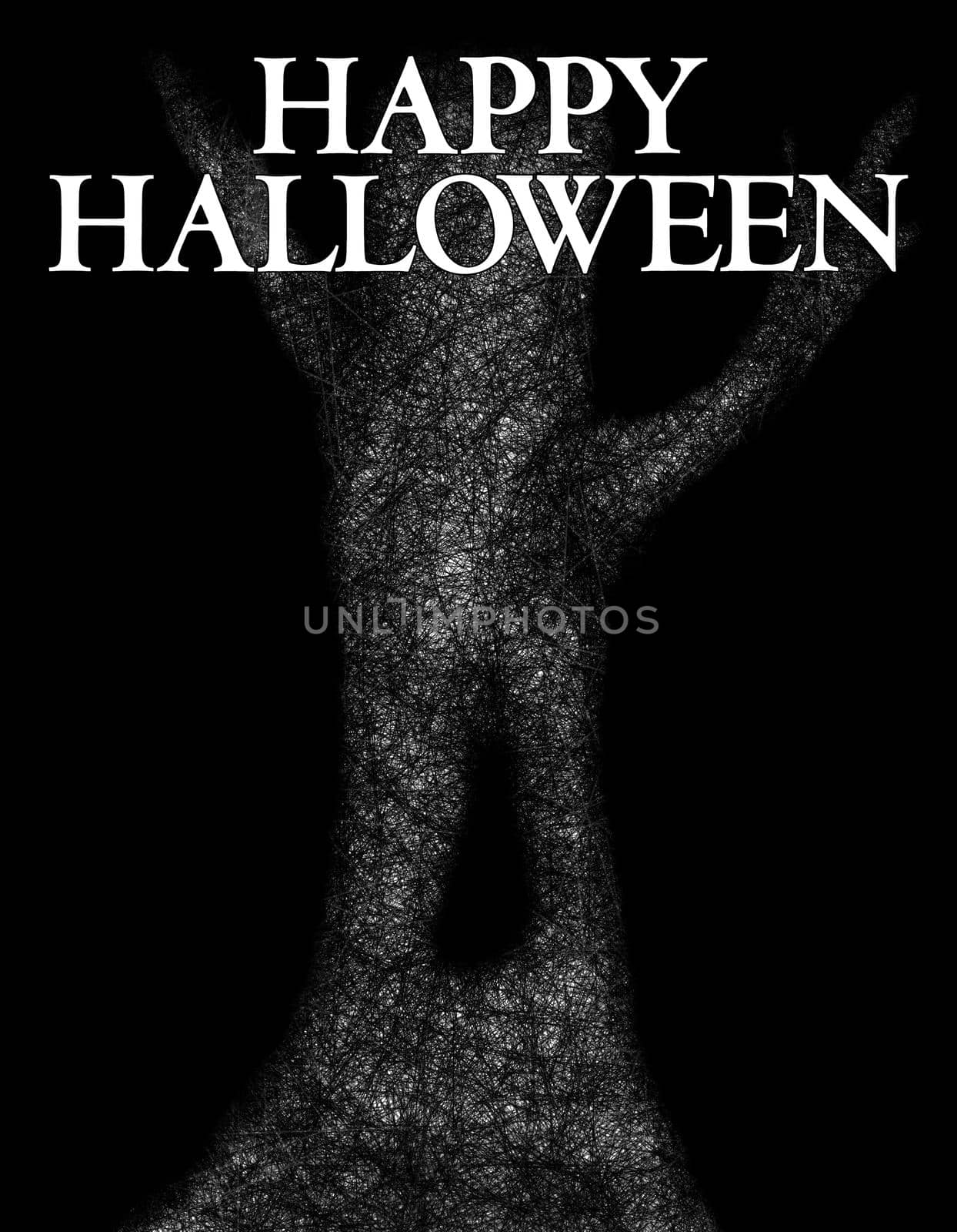 Halloween card or poster, postcard, holiday card, digital painting, concept for suspense and horror.