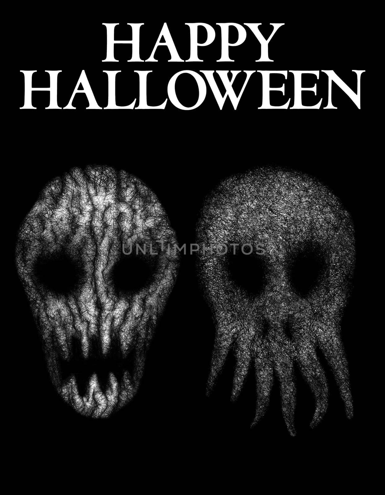 Halloween card or poster, postcard, holiday card, digital painting, concept for suspense and horror.