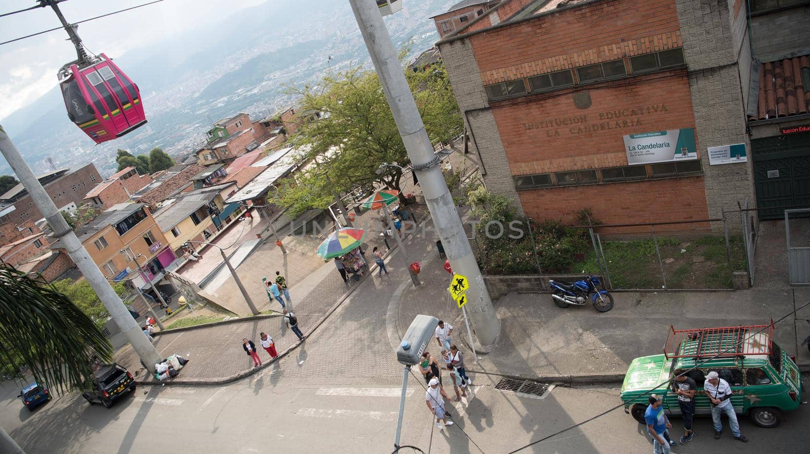 Cable car in transit in Medellin, Colombia.
