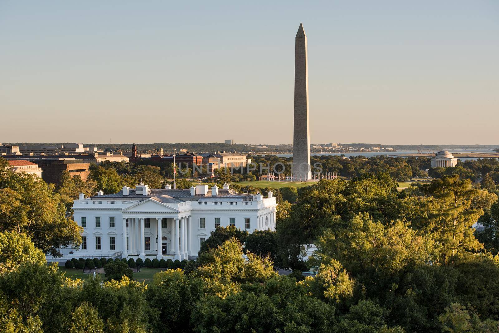 DC skyline with view of the White House and the Washington Monument by jyurinko