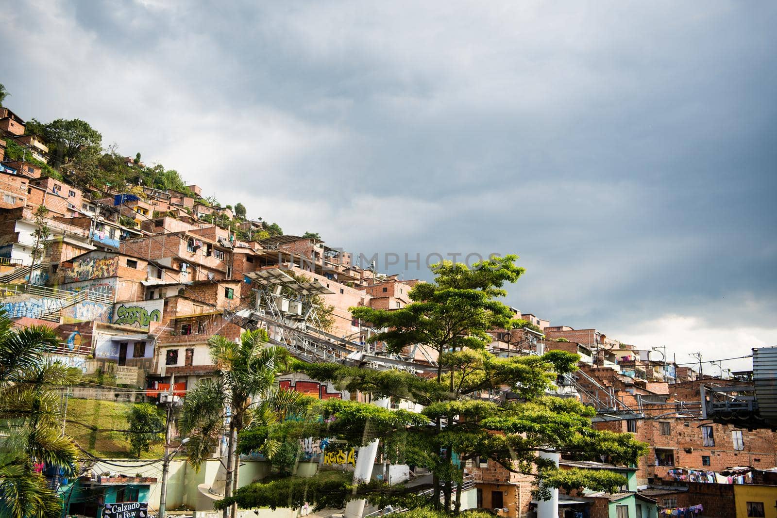 Village on steep hillside in Medellin, Colombia, South America. by jyurinko
