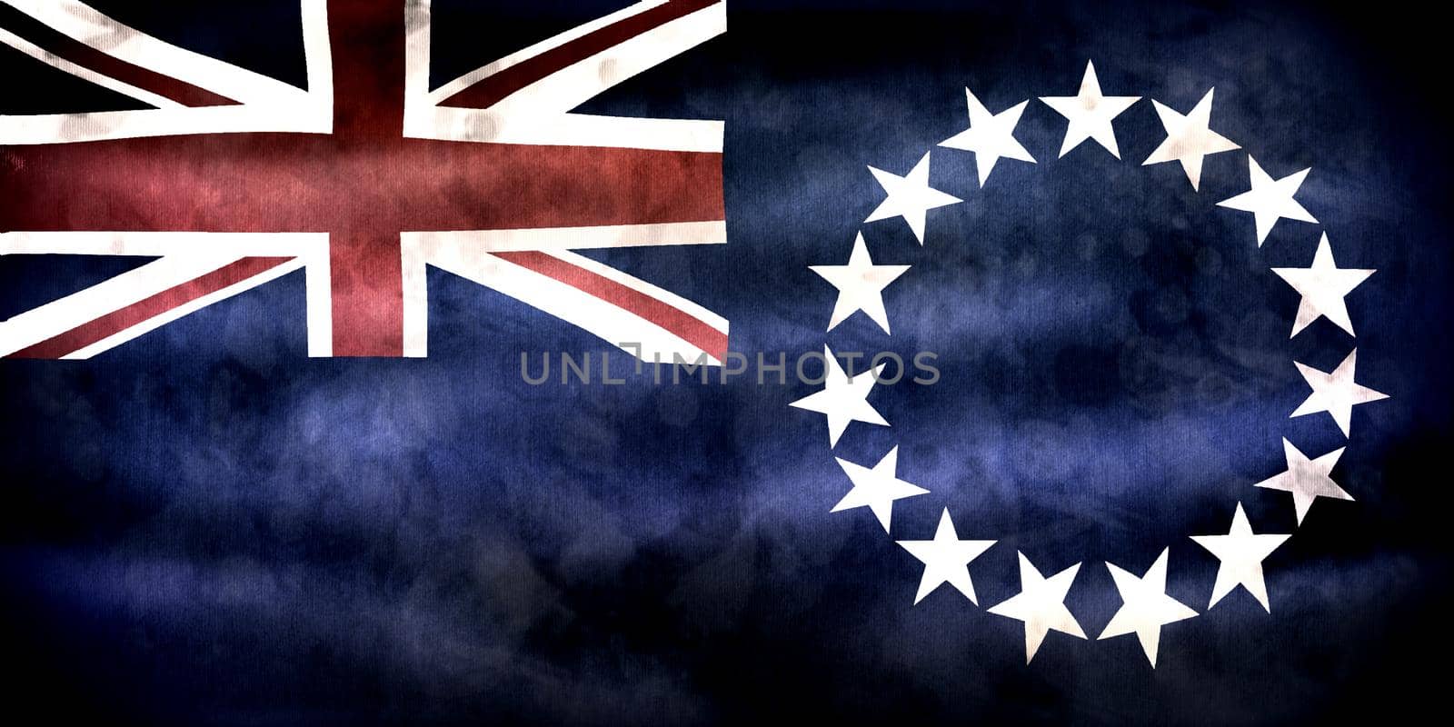 Cook Islands flag - realistic waving fabric flag