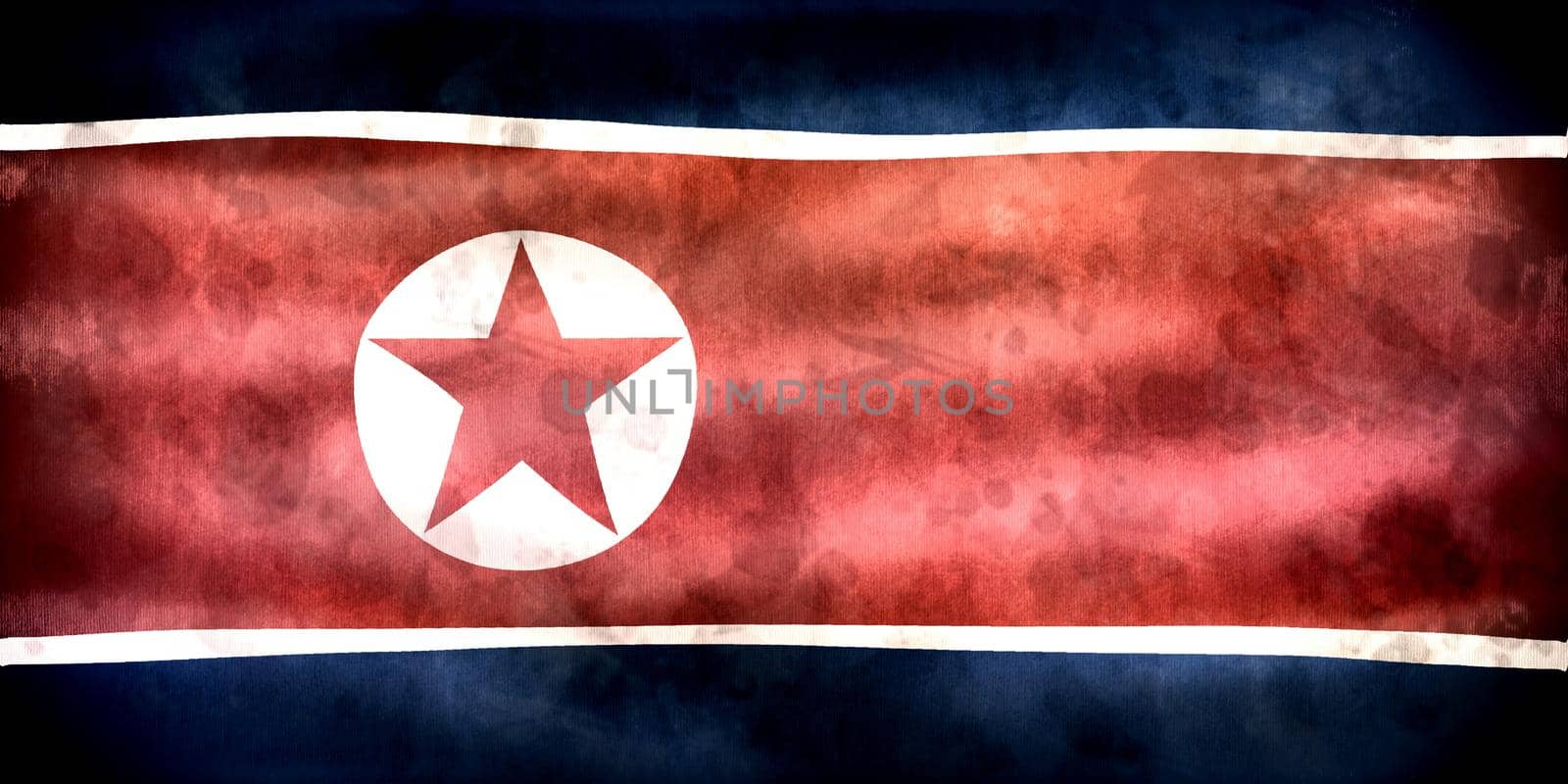3D-Illustration of a North Korea flag - realistic waving fabric flag by MP_foto71