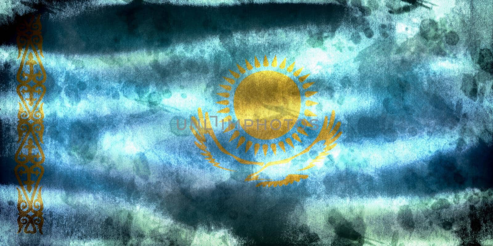 3D-Illustration of a Kazakhstan flag - realistic waving fabric flag by MP_foto71
