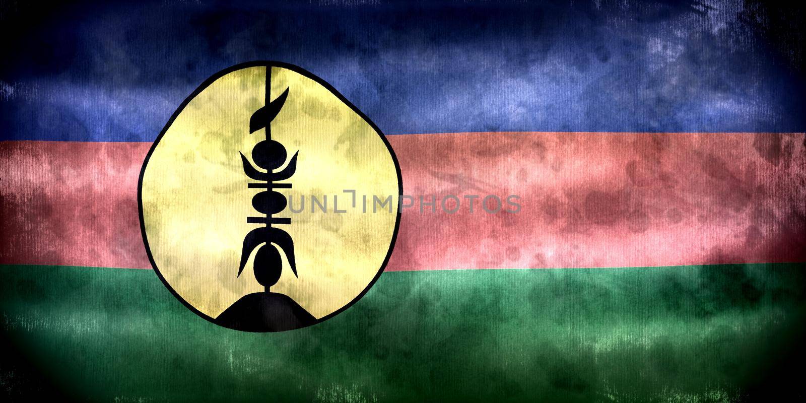 3D-Illustration of a New Caledonia flag - realistic waving fabric flag by MP_foto71