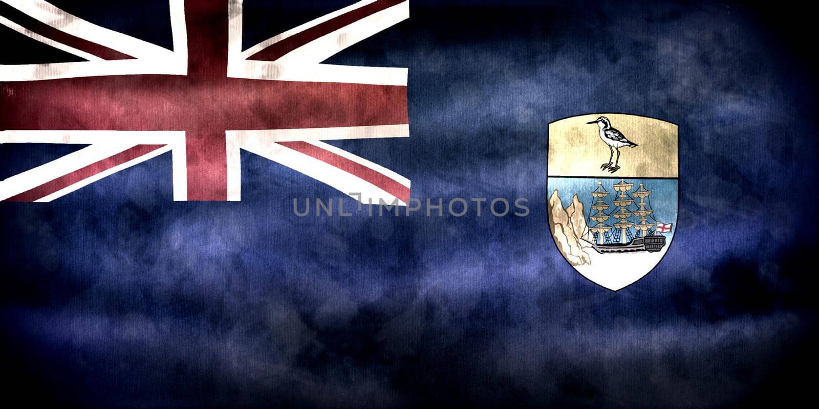 3D-Illustration of a Saint Helena flag - realistic waving fabric flag by MP_foto71
