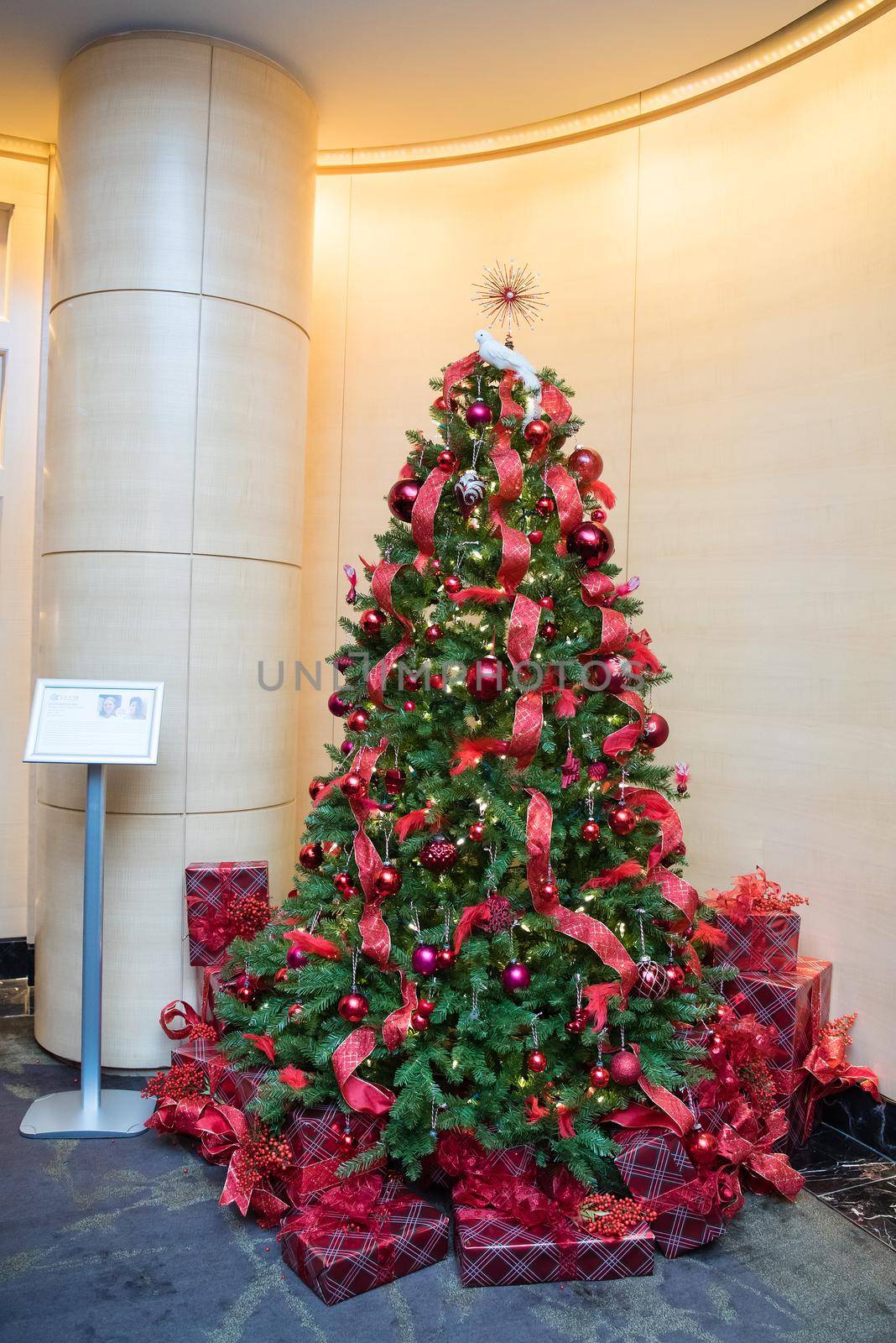 Custom made Christmas tree contest at hotel in Washington DC