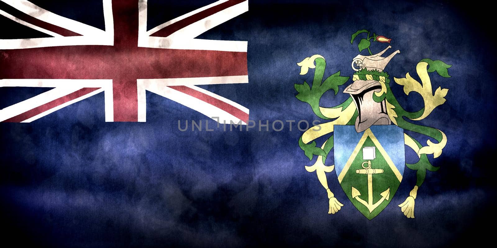 3D-Illustration of a Pitcairn Islands flag - realistic waving fabric flag by MP_foto71