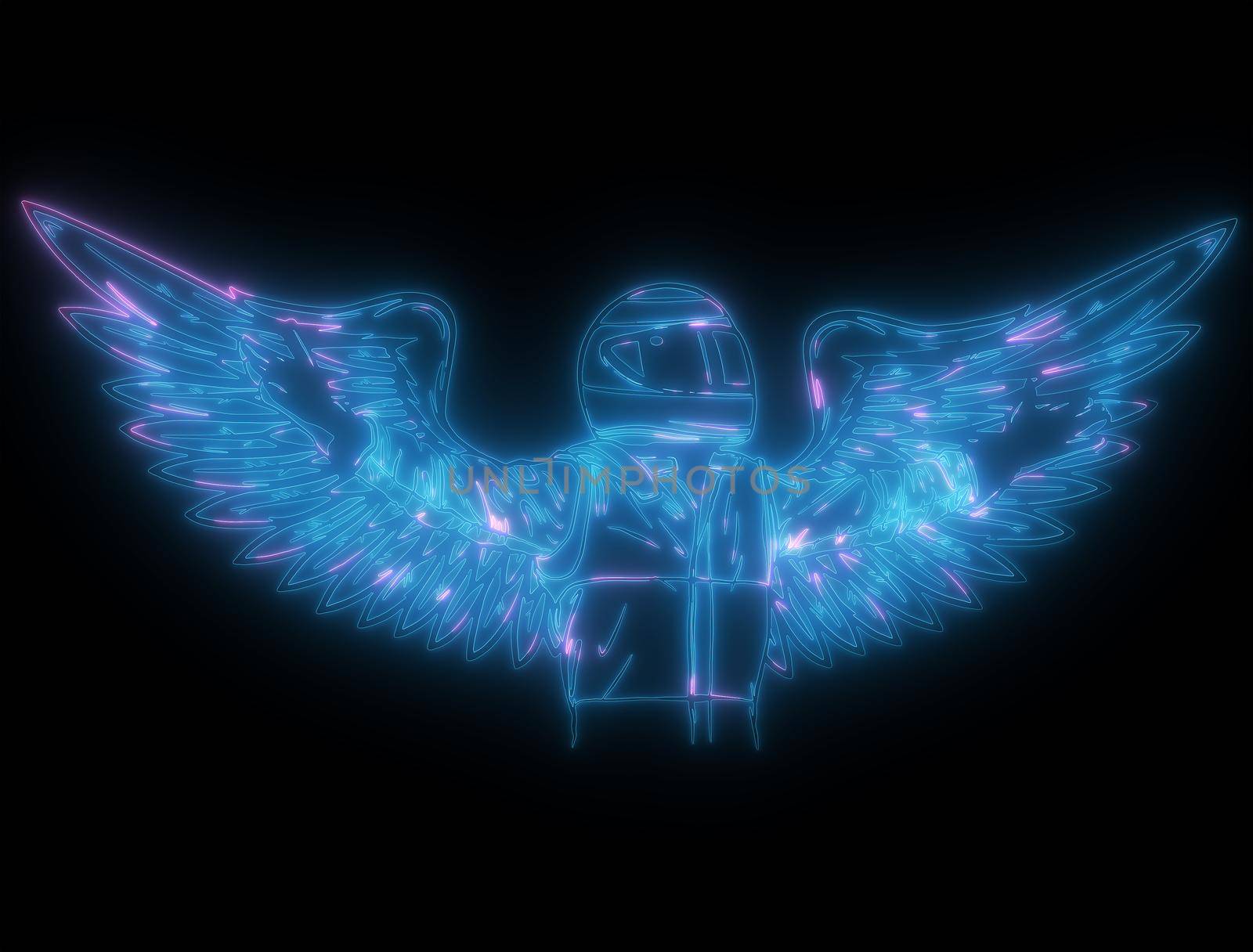 neon glow racing man with wings illustration by dean