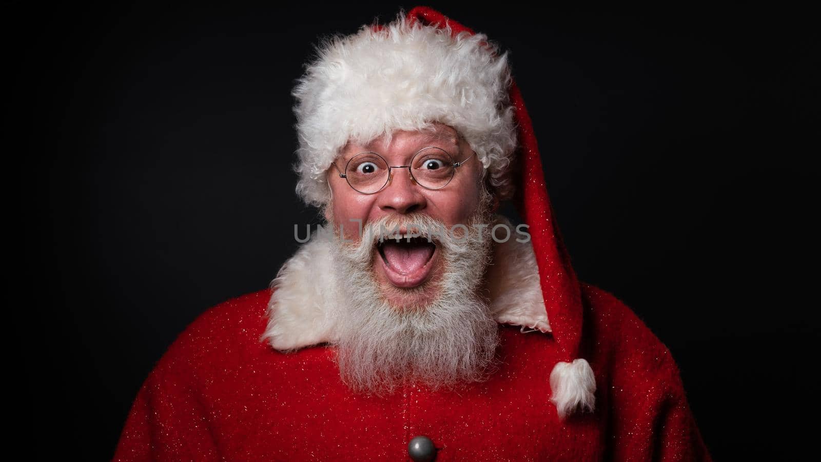 Excited santa claus with open mouth by ALotOfPeople