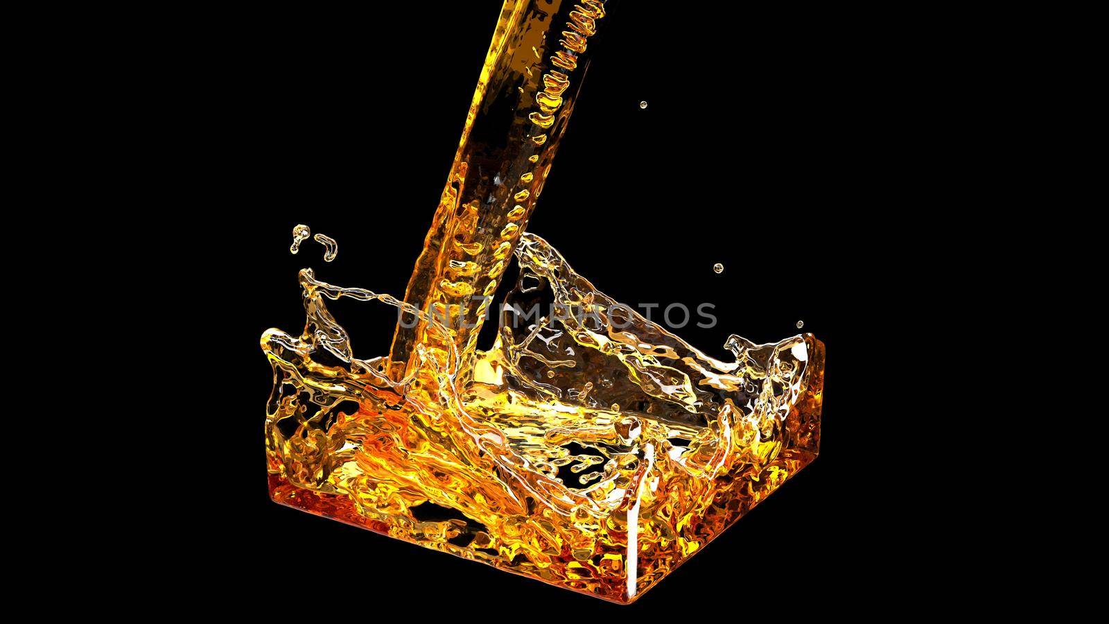 Alcohol beer poured Isolated black background 3d render