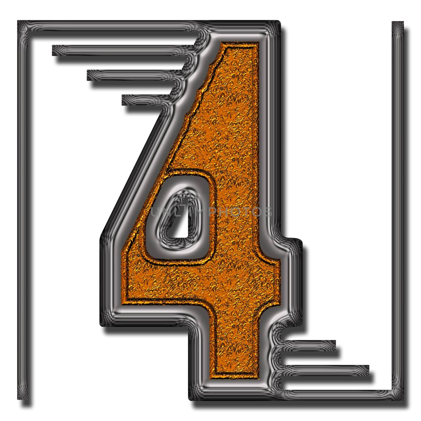 3D render of unique double metal ornament number by stocklady