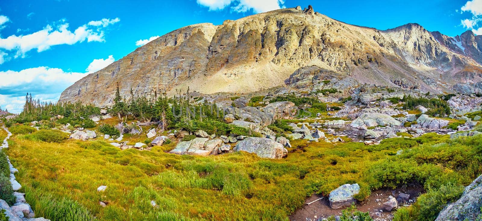 Panorama of stone trail through valley of mountains by njproductions