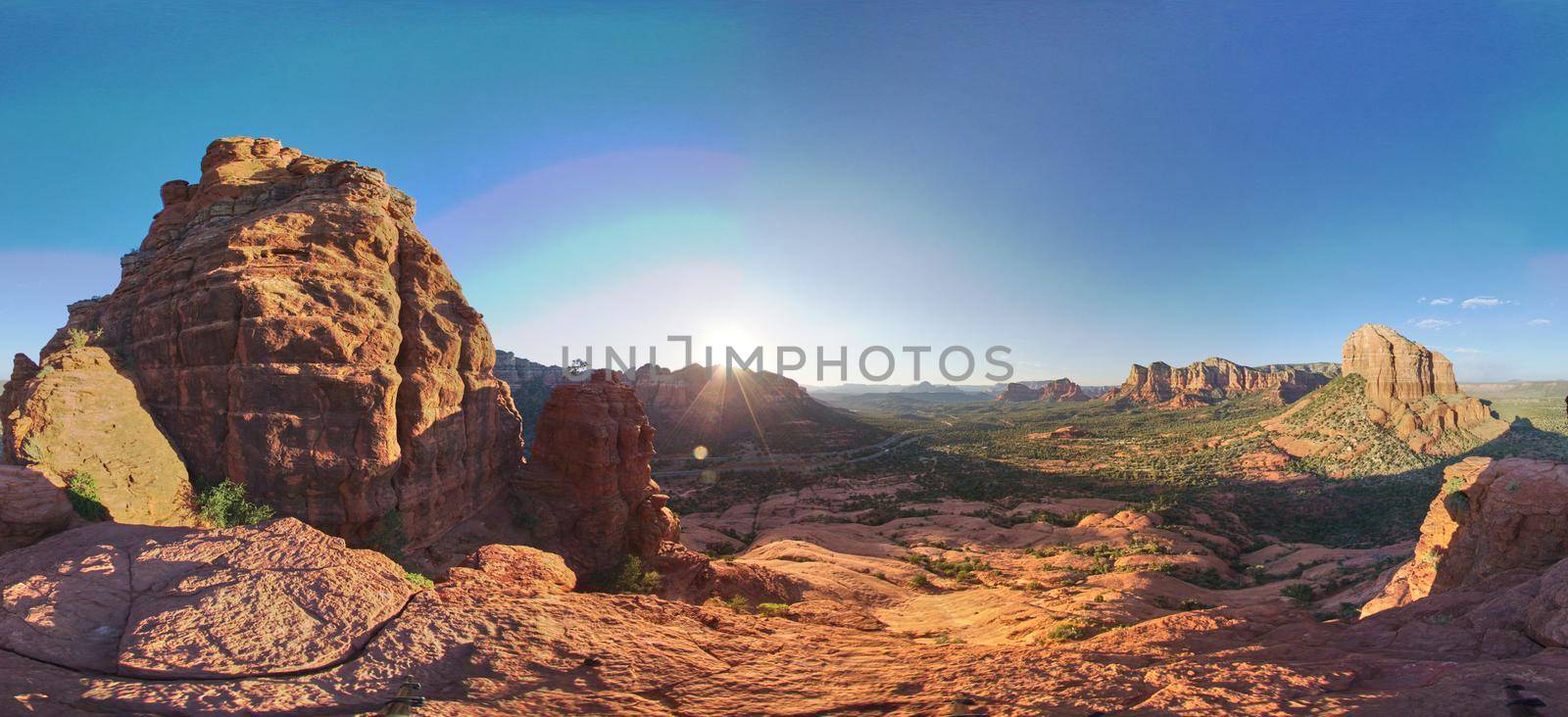 Image of Panorama hiking in mountain at top of red rock desert