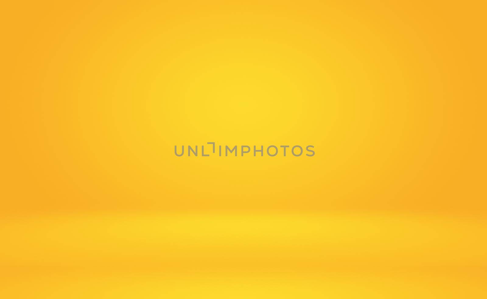 Abstract solid of shining yellow gradient studio wall room background. by Benzoix