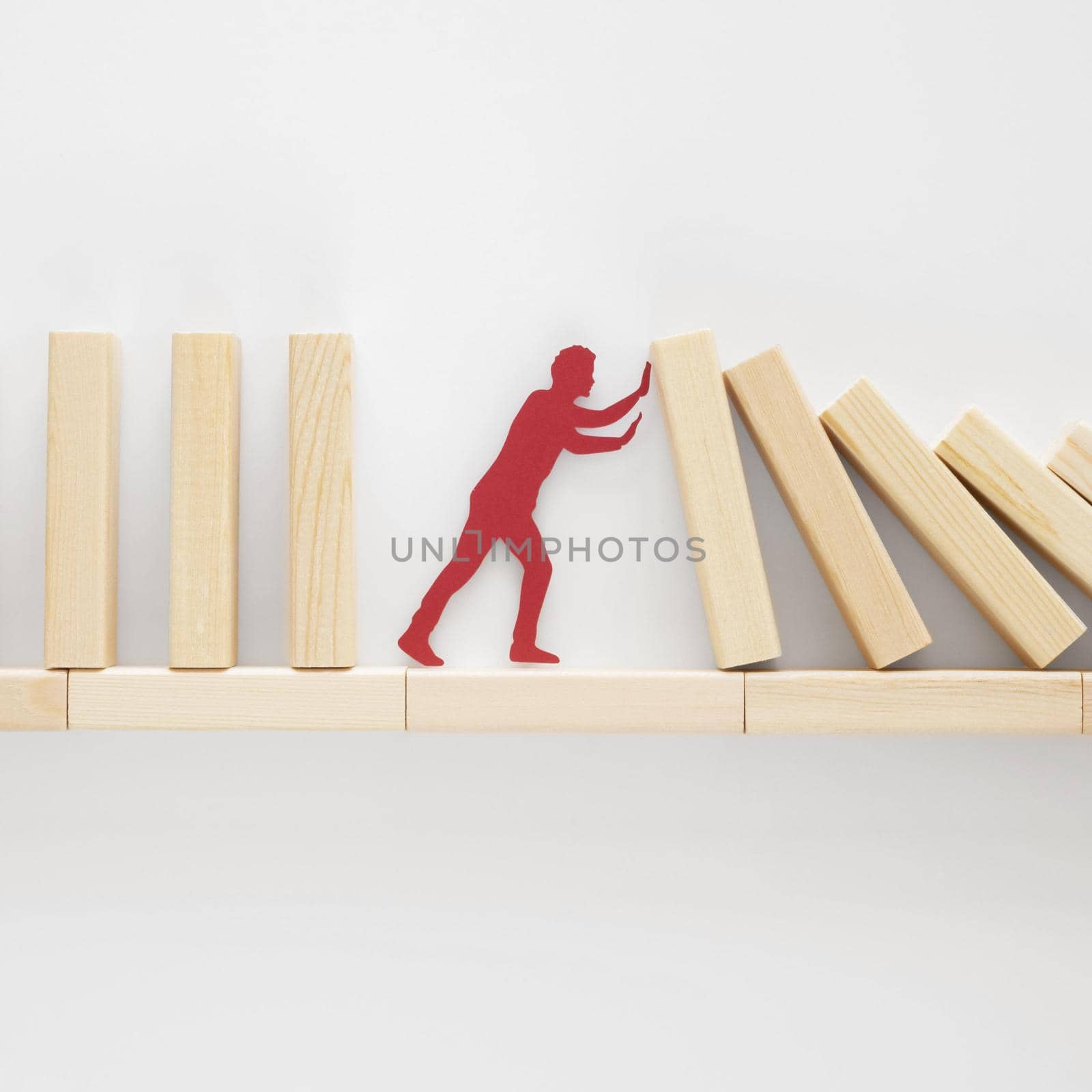 abstract representation financial crisis with wooden pieces. Resolution and high quality beautiful photo