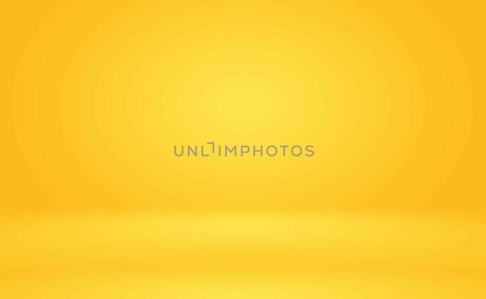 Abstract solid of shining yellow gradient studio wall room background. by Benzoix